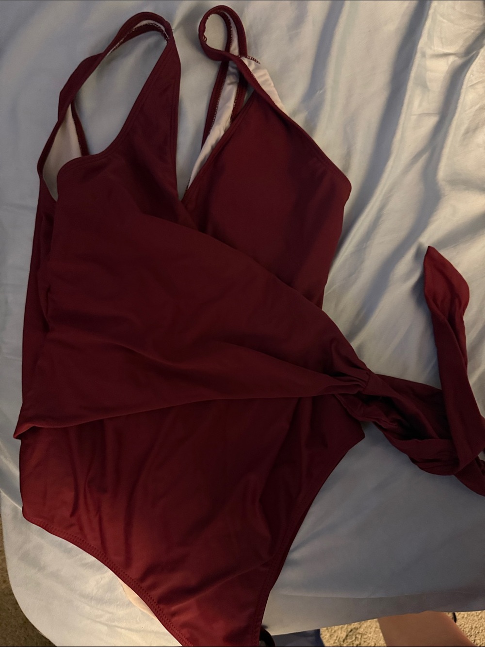 Womens Burgundy One-Piece Swimsuit with Side Tie